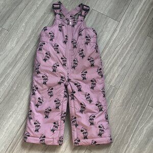 Baby Girls Snow Pants Bib Overalls Gap Disney Minnie Mouse Sz 18-24 Mo. Lined